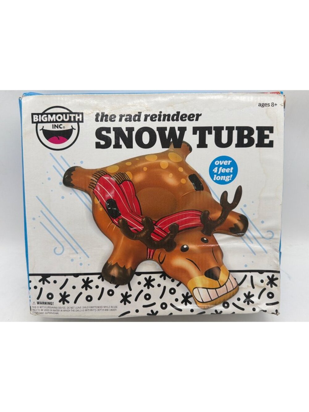 Bigmouth Inc. Inflatable Rad Reindeer Snow Tube Durable PVC Vinyl 52x43x21 Inche